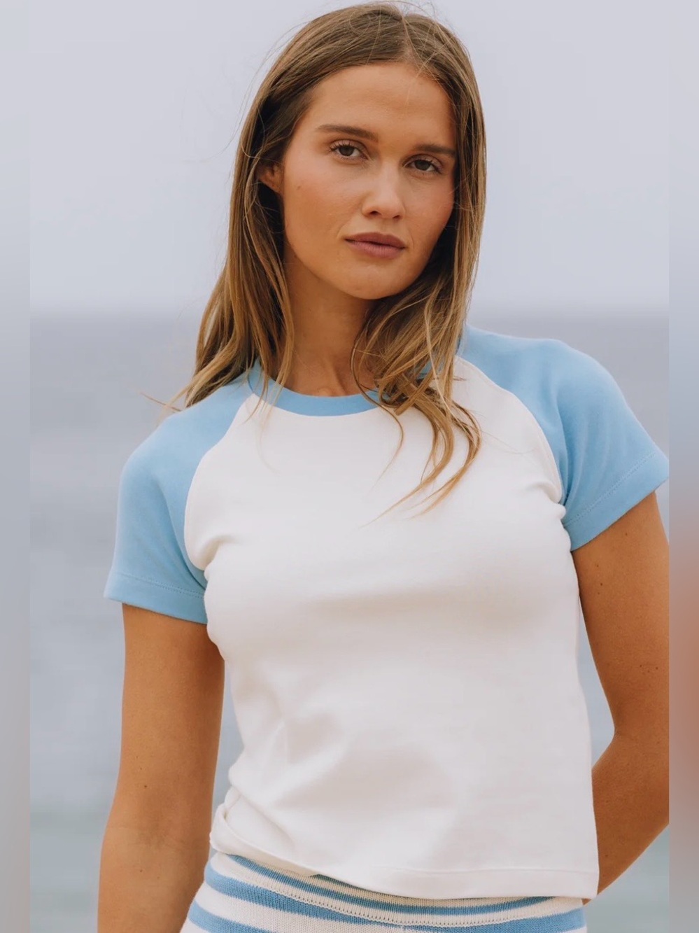 Daily Drills - Raglan Everyday Tee (Malibu + Cream) SOLD OUT!!!